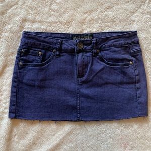 Imperial Star cut off mini purple stone wash denim skirt cotton spandex ramie